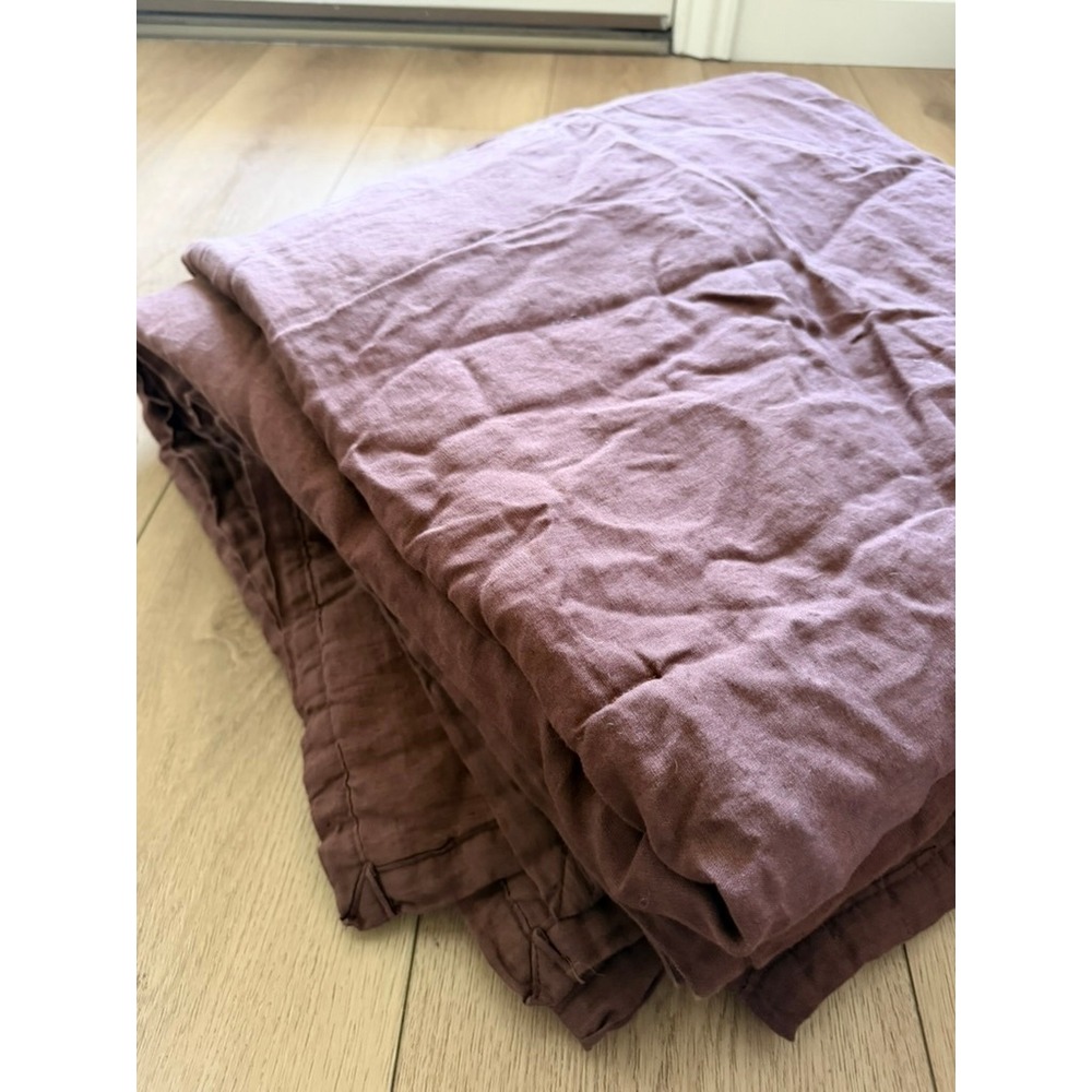 Parachute Linen Box Quilt Full Queen Raisin Purple European Flax Bedding - Picture 7 of 7